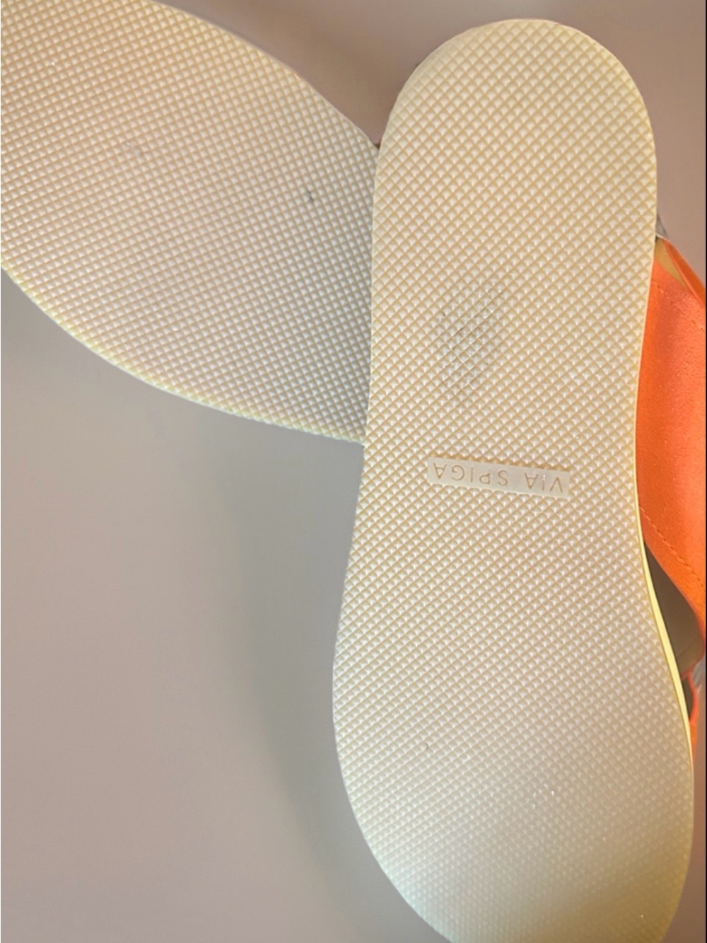 Via Spiga Orange Sued Sandals Crisscross Strap White Platform Sole Women's 10 - Picture 8 of 9